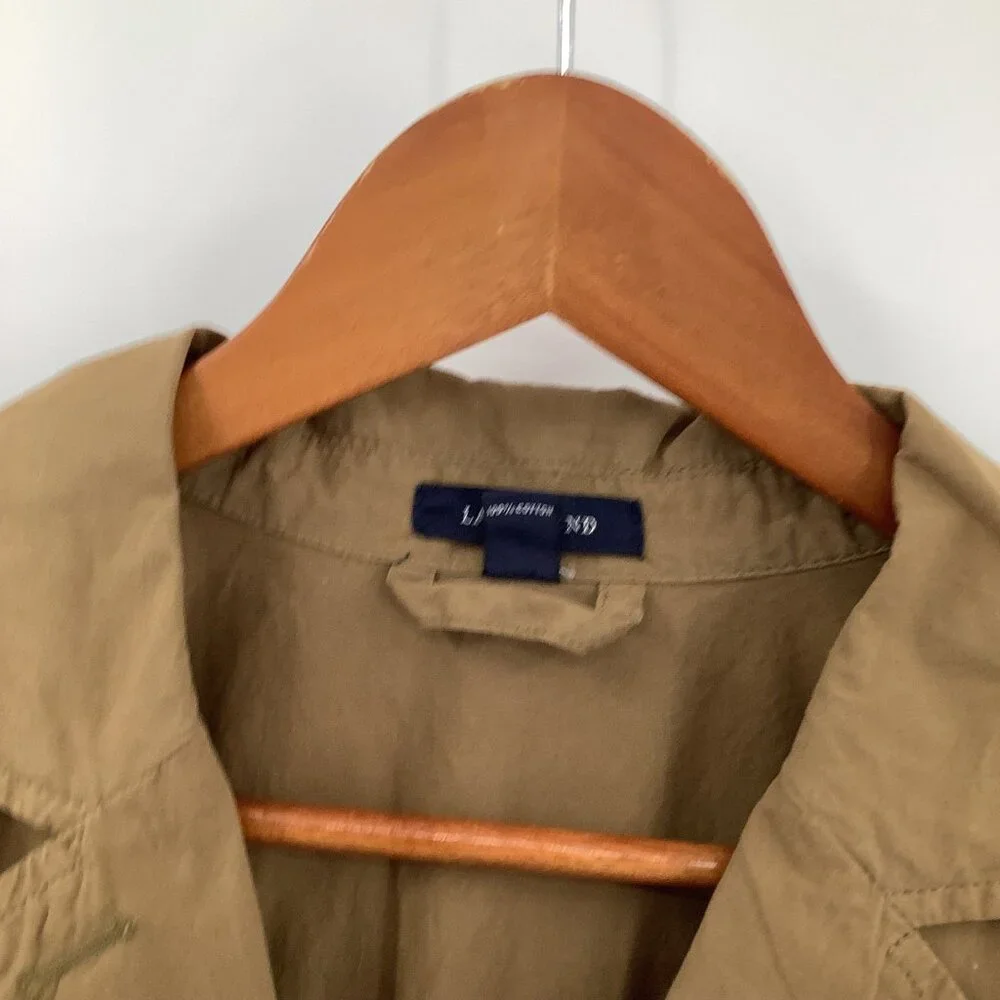 Lands' End Women's L 14-16 Khaki Safari Utility Jacket Cotton Blend - Picture 3 of 8